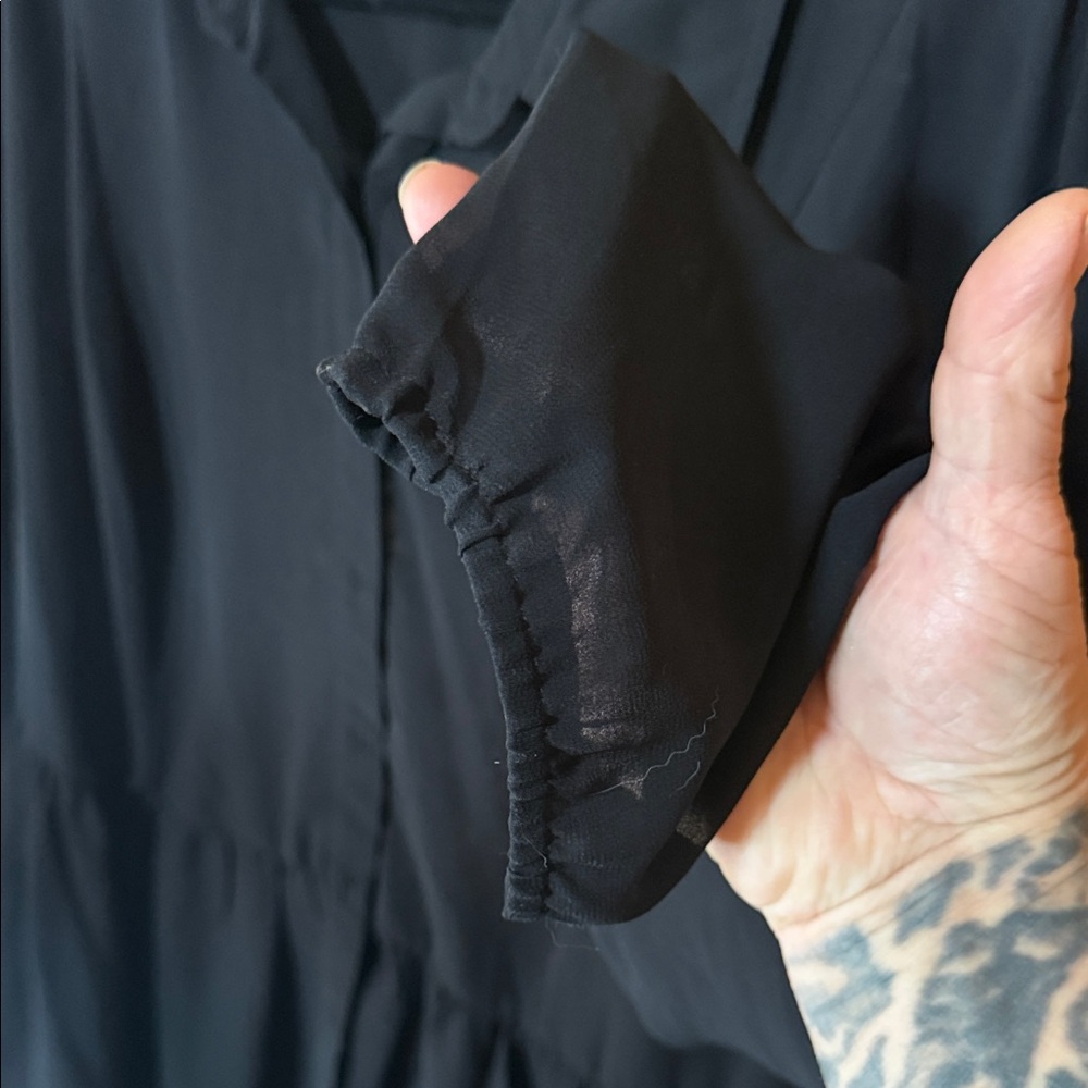 Torrid Black Long-Sleeve Ruffled Button-Front Blouse - Picture 3 of 4